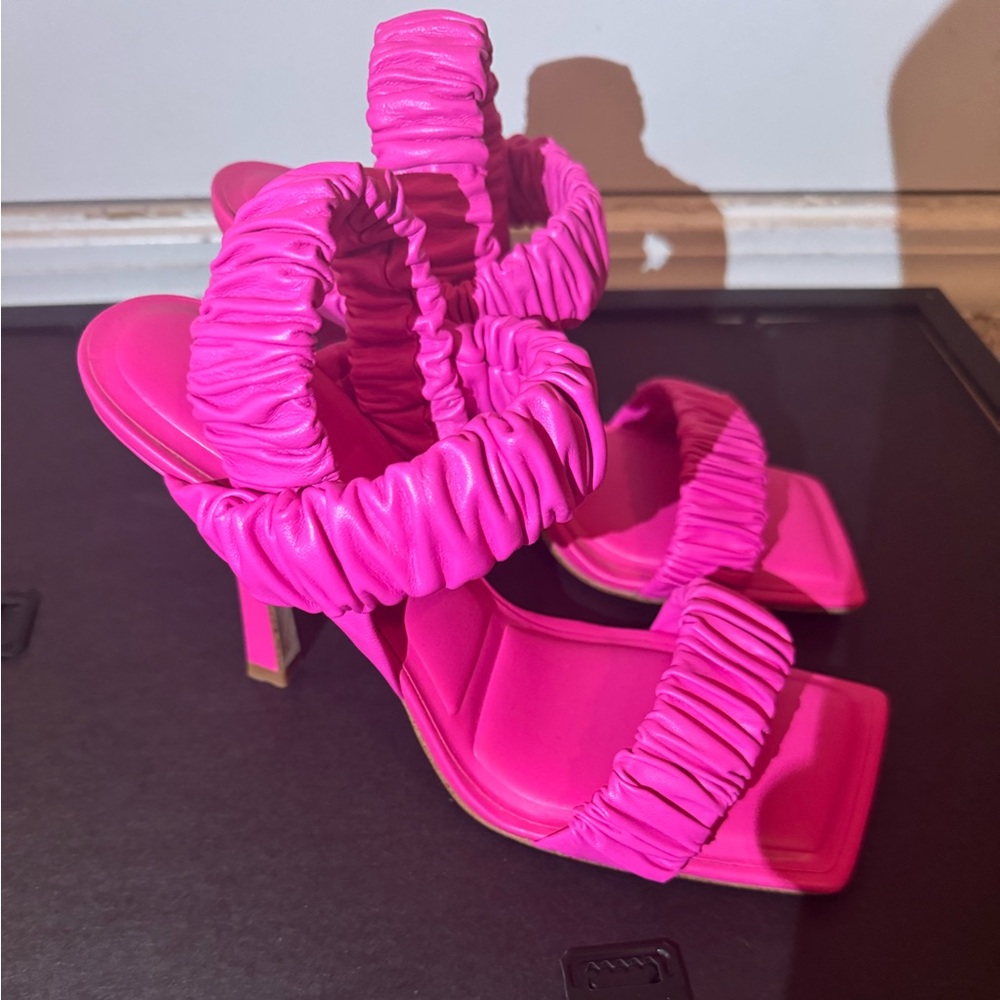 Gianni Bini Pink Ruched Stiletto Heels